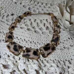 BCBG Gold and Leopard Print Necklace